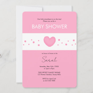 Cute Pink Heart Baby Shower Invitation Einladung