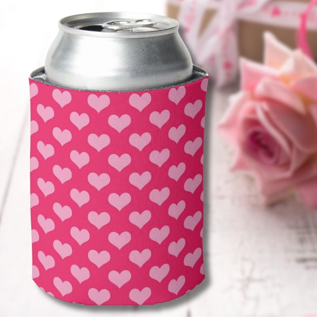 Cute Pink Heart Dosenkühler (Happy Valentine's Day Cute Pink Hearts Pattern Can Cooler)