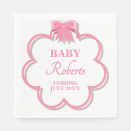 Cute Pink Heart Girl Baby Shower Serviette