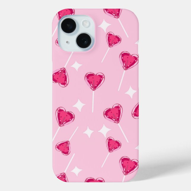 Cute Pink Heart Lollipop Seamless Pattern Case-Mate iPhone Hülle (Rückseite)