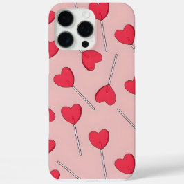 Cute Pink Heart Lollipops Seamless Pattern iPhone 16 Pro Max Hülle