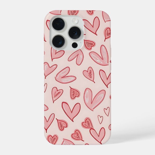 Cute Pink Heart Pattern Phone Case iPhone Hülle (Rückseite)
