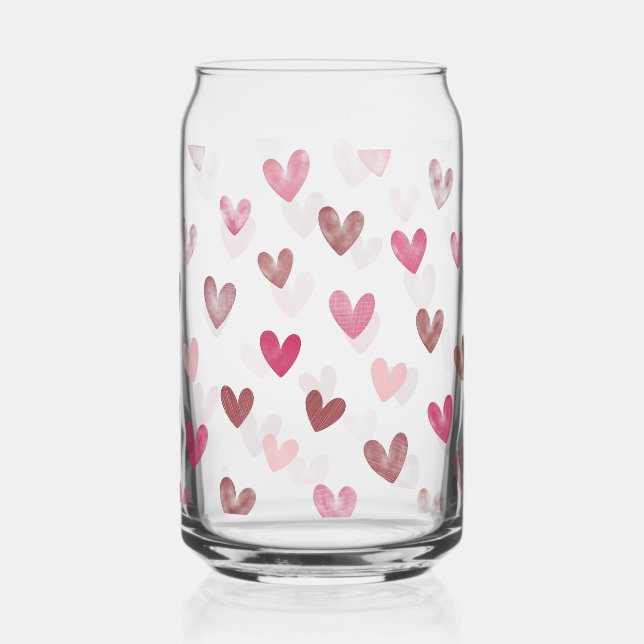 Cute Pink Heart Pattern – Romantic &Stylish Design Dosenglas (Vorderseite)