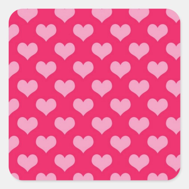Cute Pink Heart Quadratischer Aufkleber (Vorderseite)