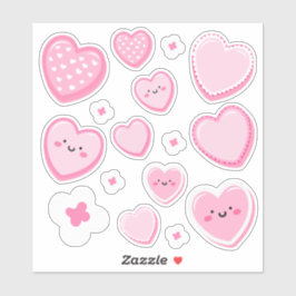 Cute Pink Hearts Custom-cut Aufkleber
