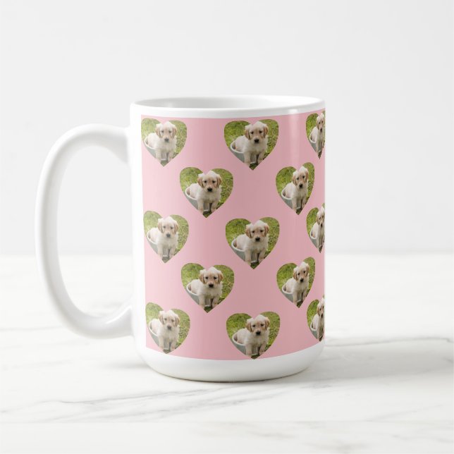 Cute Pink Hearts Custom Pet Photo Kaffeetasse (Links)