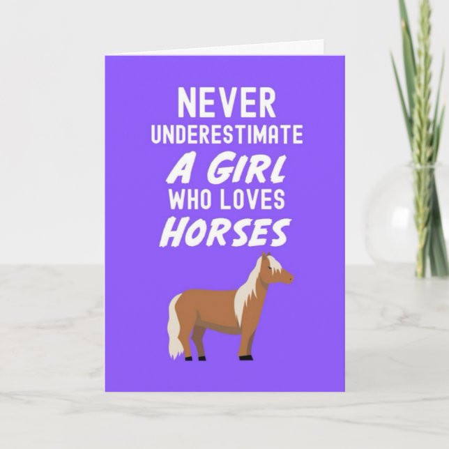 Cute Pink Horse Cards For Baby Girls Kids Lover Karte (Vorderseite)