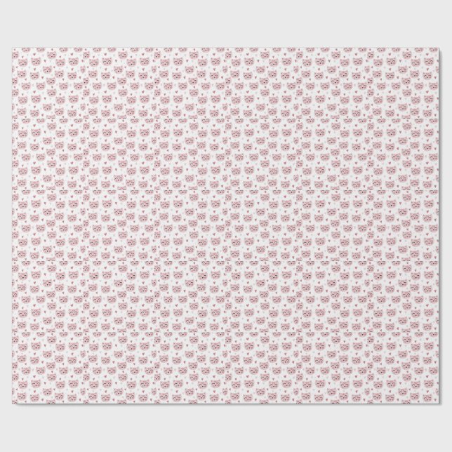 Cute Pink Kittens and Hearts Pattern for Kids Geschenkpapier (Flach)