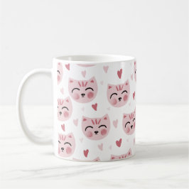 Cute Pink Kittens and Hearts Pattern for Kids Kaffeetasse