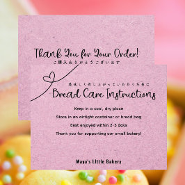 Cute Pink Kraft Heart Bread Care Instructions Dankeskarte