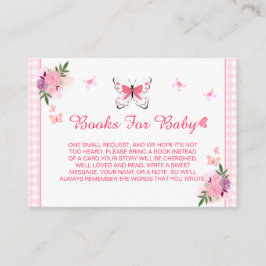 Cute Pink Little Butterfly Baby's Book Request  Begleitkarte