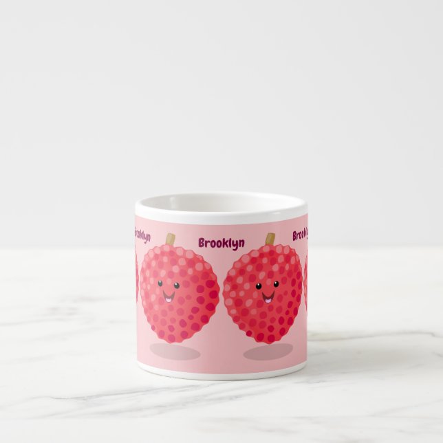 Cute pink lychee cartoon illustration espressotasse (Vorderseite)