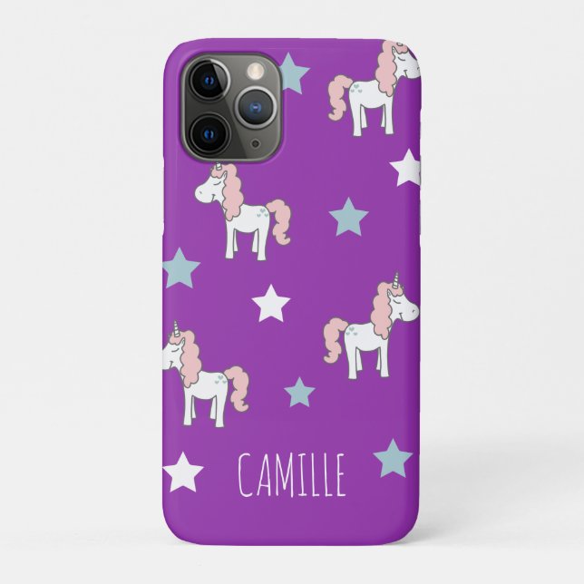 Cute Pink Magical Unicorn Girls Purple Case-Mate iPhone Hülle (Rückseite)