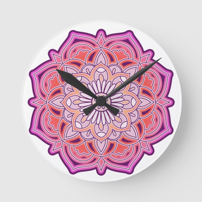 Cute Pink Mandala    Runde Wanduhr (Vorderseite)