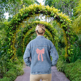 Cute Pink Minimalist Bow Coquette Jeansjacke