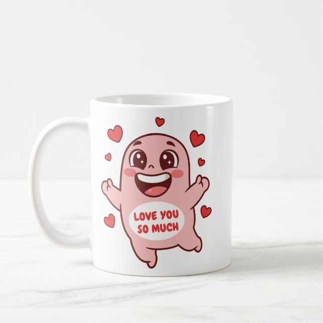 Cute Pink Monster Love You So Much Art Kaffeetasse (Links)
