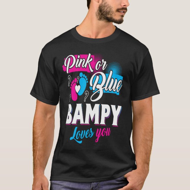 Cute Pink Or Blue Bampy Loves You Gender Reveal T-Shirt (Vorderseite)