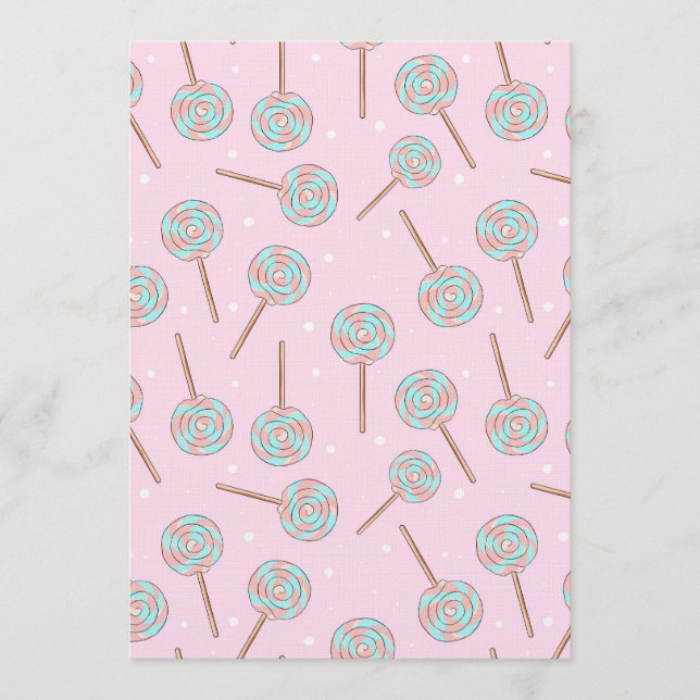 Cute Pink Pastel Lollipop Seamless Pattern Einladung (Vorderseite)