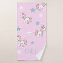 Cute Pink Pastel Magical Unicorn Girls Badehandtuch