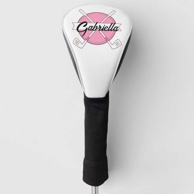 Cute Pink Personalized Golf Clubs Monogram  Headcover (Vorderseite)