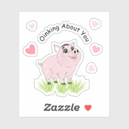 Cute pink pig for Valentine Aufkleber