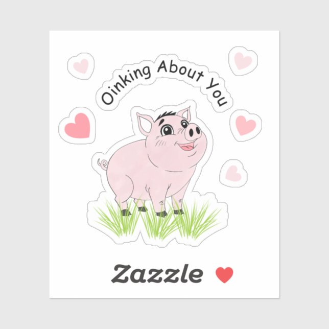 Cute pink pig for Valentine Aufkleber (Blatt)