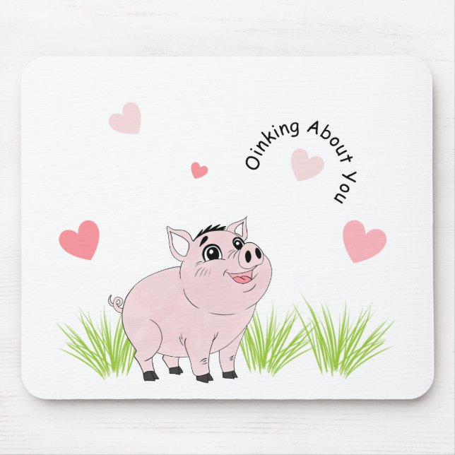 Cute pink pig for Valentine Mousepad (Vorne)
