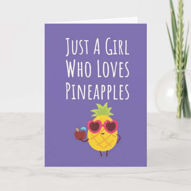 Cute Pink Pineapple Cards For Baby Girls Kid Fruit Karte (Vorderseite)