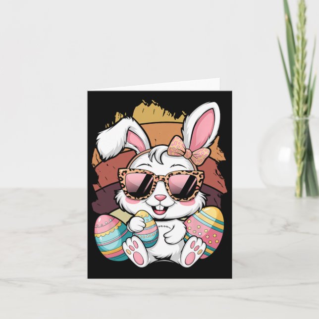 Cute Pink Plädoyer Pattern Easter Bunny Face Rabbi Karte (Vorderseite)