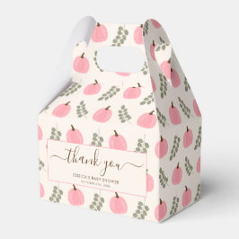 Cute Pink Pumpkin Eucalyptus Baby Shower Thank You Geschenkschachtel