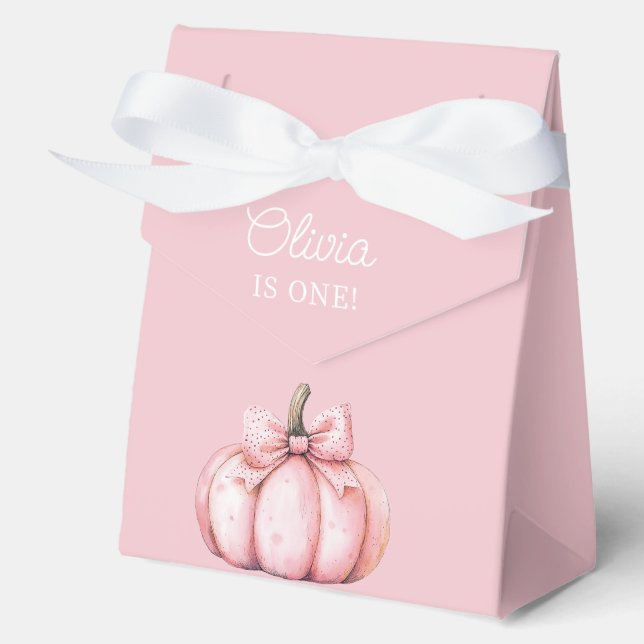 Cute Pink Pumpkin Girl 1st Birthday  Geschenkschachtel (Vorderseite)