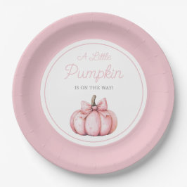Cute Pink Pumpkin Girl Baby Shower Pappteller
