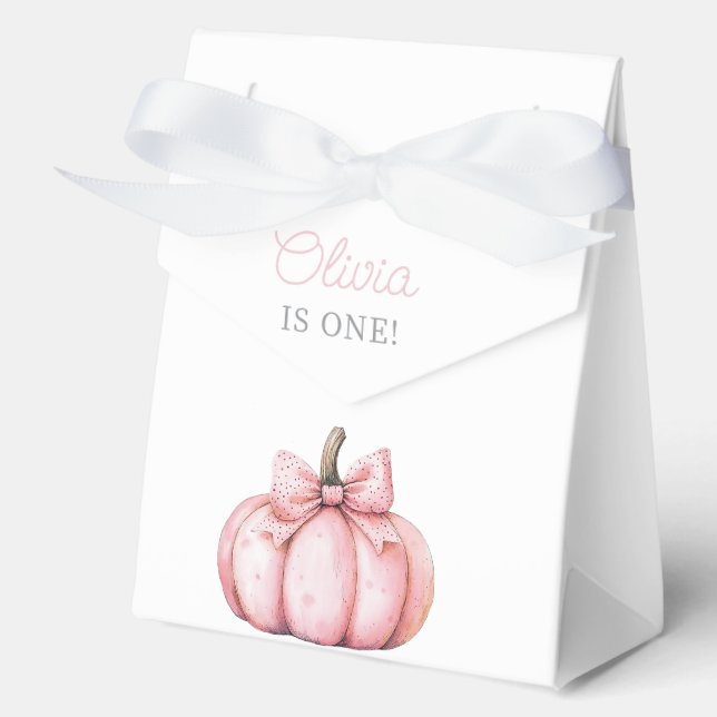 Cute Pink Pumpkin Girl First Birthday  Geschenkschachtel (Vorderseite)