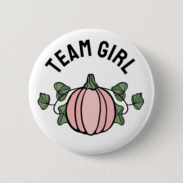 Cute Pink Pumpkin Team Girl Gender Reveal Button (Vorderseite)