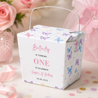 Cute Pink Purple Butterfly 1st Birthday for Girls Geschenkschachtel