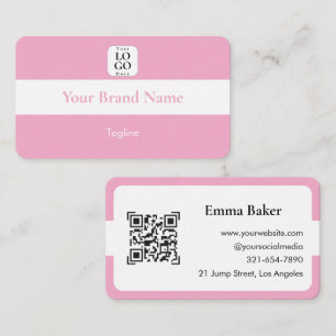 Cute Pink QR-Code-Logo Visitenkarte