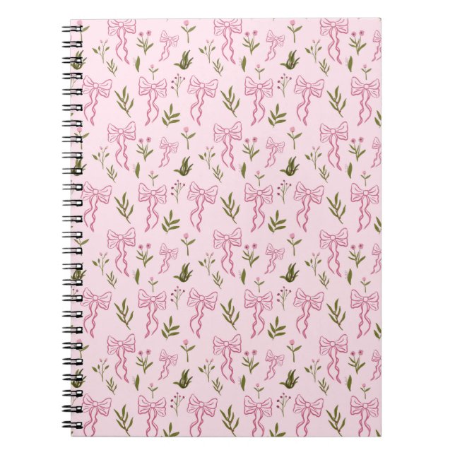 Cute Pink Ribbon Floral Seamless Pattern Notizblock (Vorderseite)