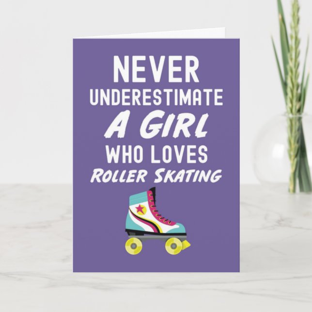 Cute Pink Roller Skater Cards For Baby Girls Kids Karte (Vorderseite)