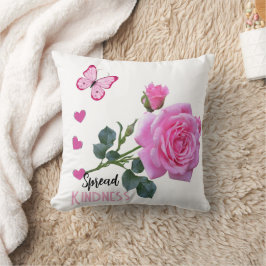 Cute Pink Rose Butterfly Hearts Throw Pillow Kind Kissen