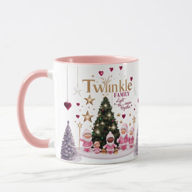Cute Pink Santa Twinkle Family Personalized Combo  Tasse (Links)