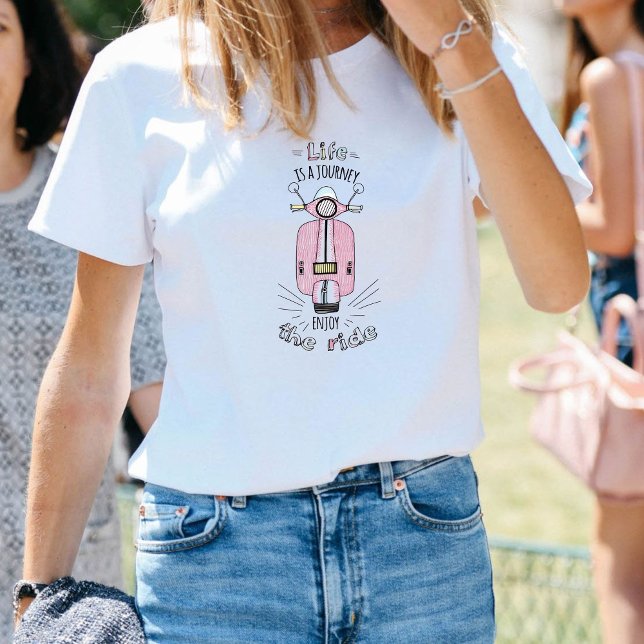 Cute Pink Scooter Enjoy the Ride Inspirational  T-Shirt (Von Creator hochgeladen)
