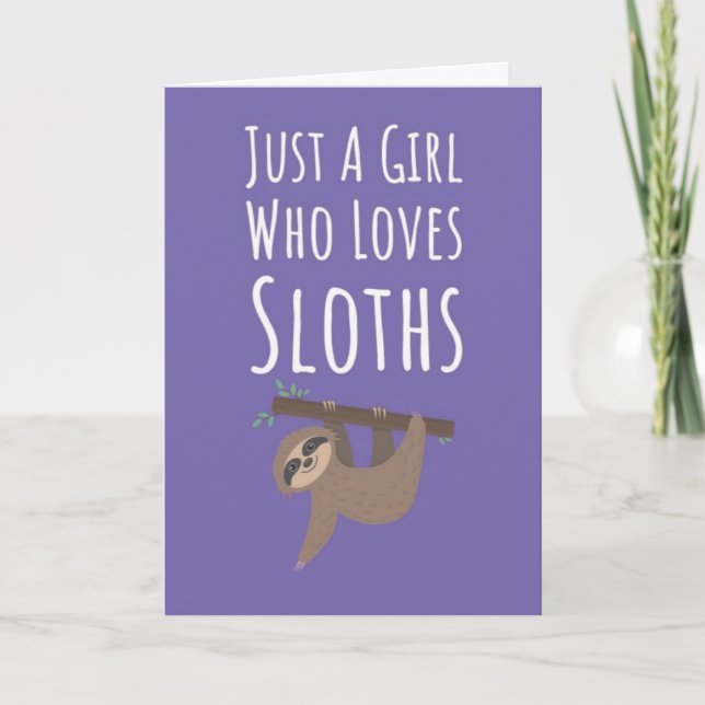 Cute Pink Sloth Cards For Baby Girls Kids Animals Karte (Vorderseite)