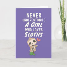Cute Pink Sloth Cards For Baby Girls Kids Animals