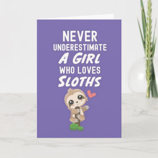 Cute Pink Sloth Cards For Baby Girls Kids Animals Karte (Vorderseite)