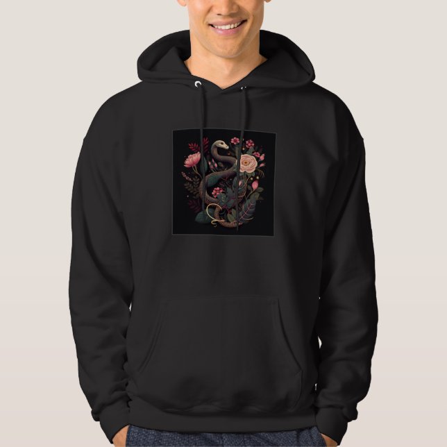 Cute Pink Snake Flowers Illustration Unique Women  Hoodie (Vorderseite)