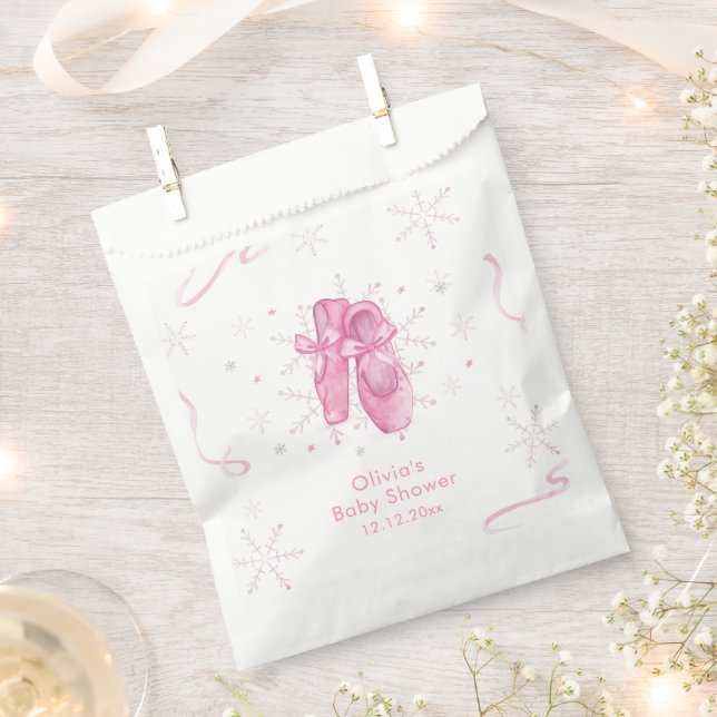 Cute Pink Snowflake Ballerina Girl Baby Shower  Geschenktütchen (Ausgeschnitten)