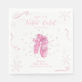 Cute Pink Snowflake Ballerina Girl Baby Shower Serviette