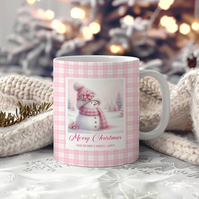 Cute Pink Snowman Christmas Mug Winter Kids Gift Kaffeetasse (Cute Pink Snowman Christmas Mug Winter Kids Gift)