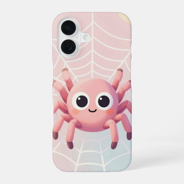 Cute Pink Spider Web Phone Case iPhone 16 Hülle (Rückseite)