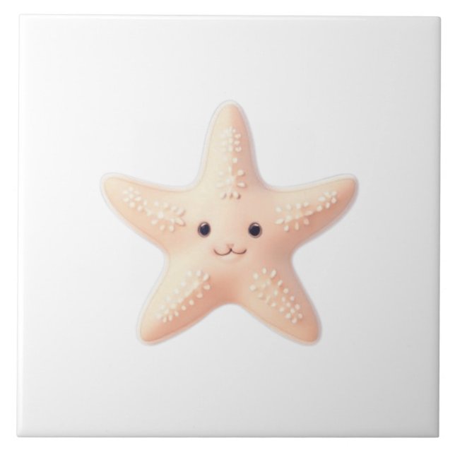 Cute Pink Starfish Fliese (Vorderseite)